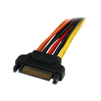 Produktbild för StarTech.com 6in Latching SATA Power Y Splitter Cable Adapter - M/F - 6 inch Serial ATA Power Cable Splitter - SATA Power Y Cable Adapter - strömdelare - SATA-ström till SATA-ström - 15.24 cm
