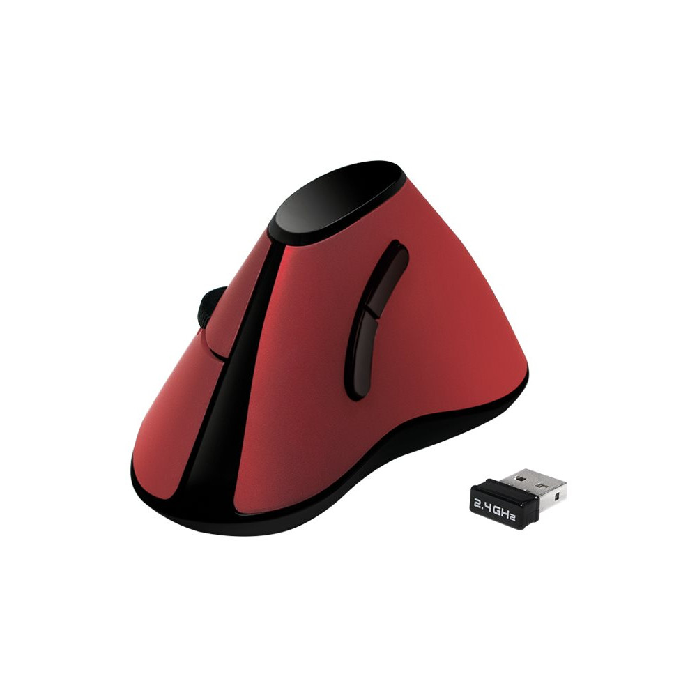 Produktbild för LogiLink Ergonomic Vertical - vertikal mus - 2.4 GHz - röd