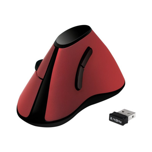 LogiLink LogiLink Ergonomic Vertical - vertikal mus - 2.4 GHz - röd