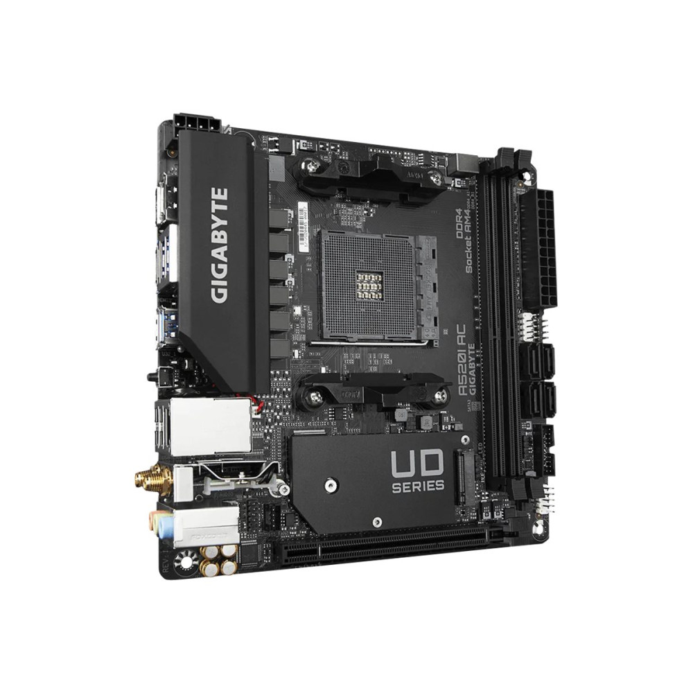 Produktbild för Gigabyte A520I AC - 1.0 - moderkort - mini ITX - Socket AM4 - AMD A520