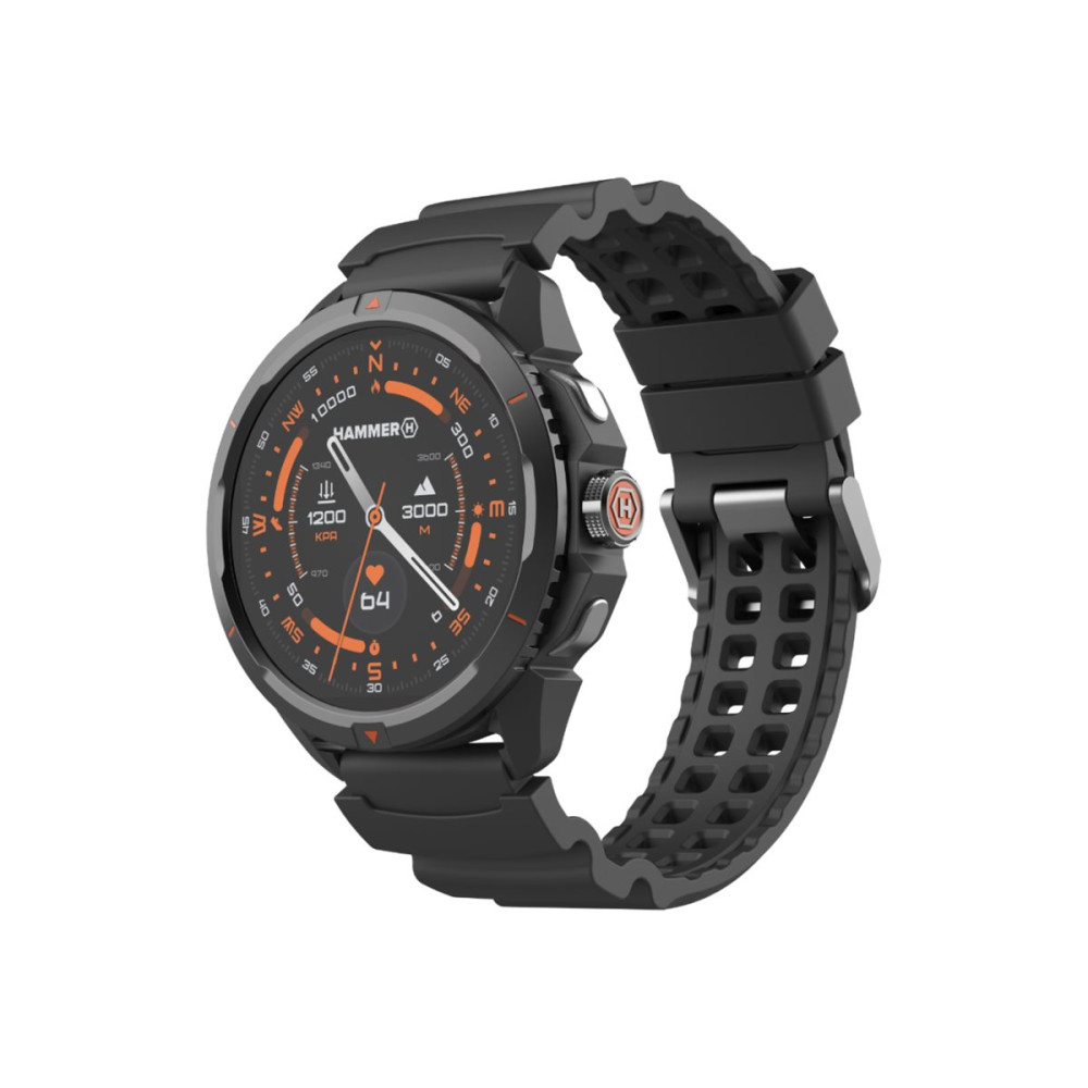 Produktbild för HAMMER Watch 2 - glasfiber - Ja smart klocka med rem - 1 GB - svart, orange