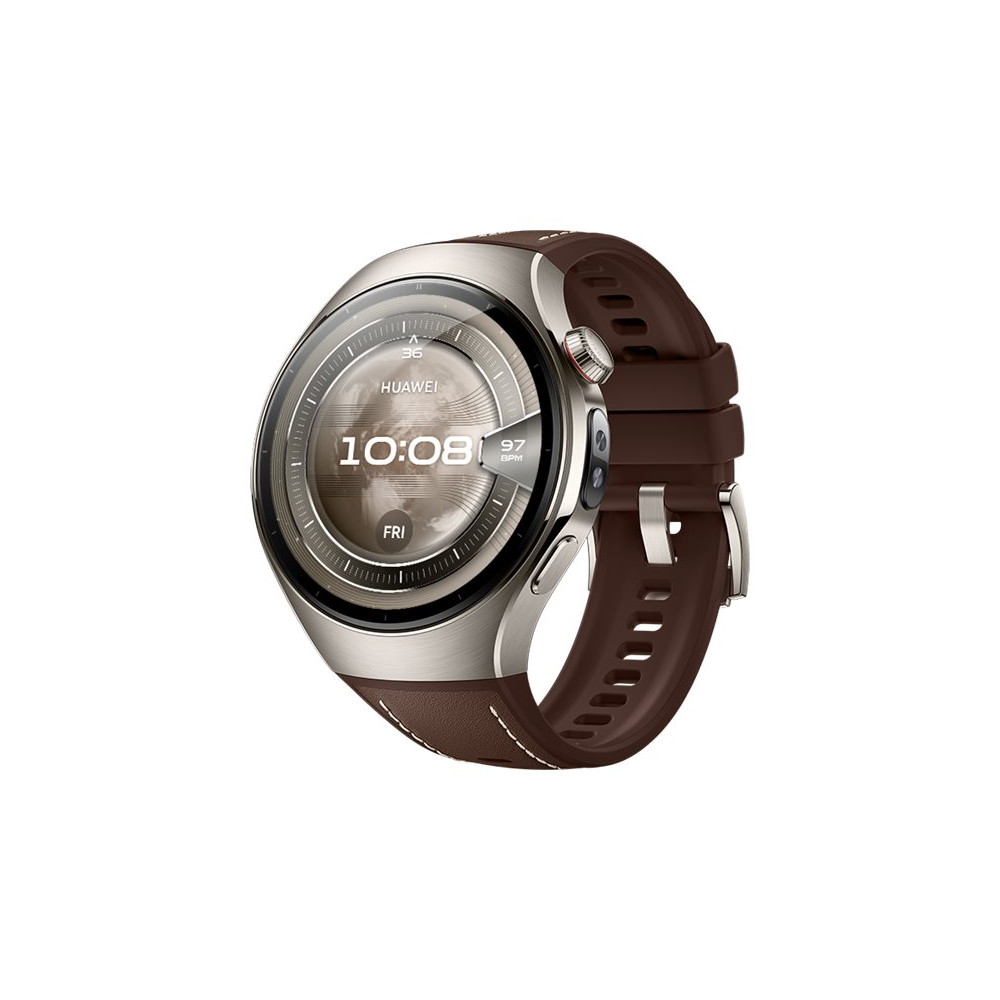 Produktbild för Huawei Watch 5 - flygplansklassad titan - smart klocka med rem - brun - brun