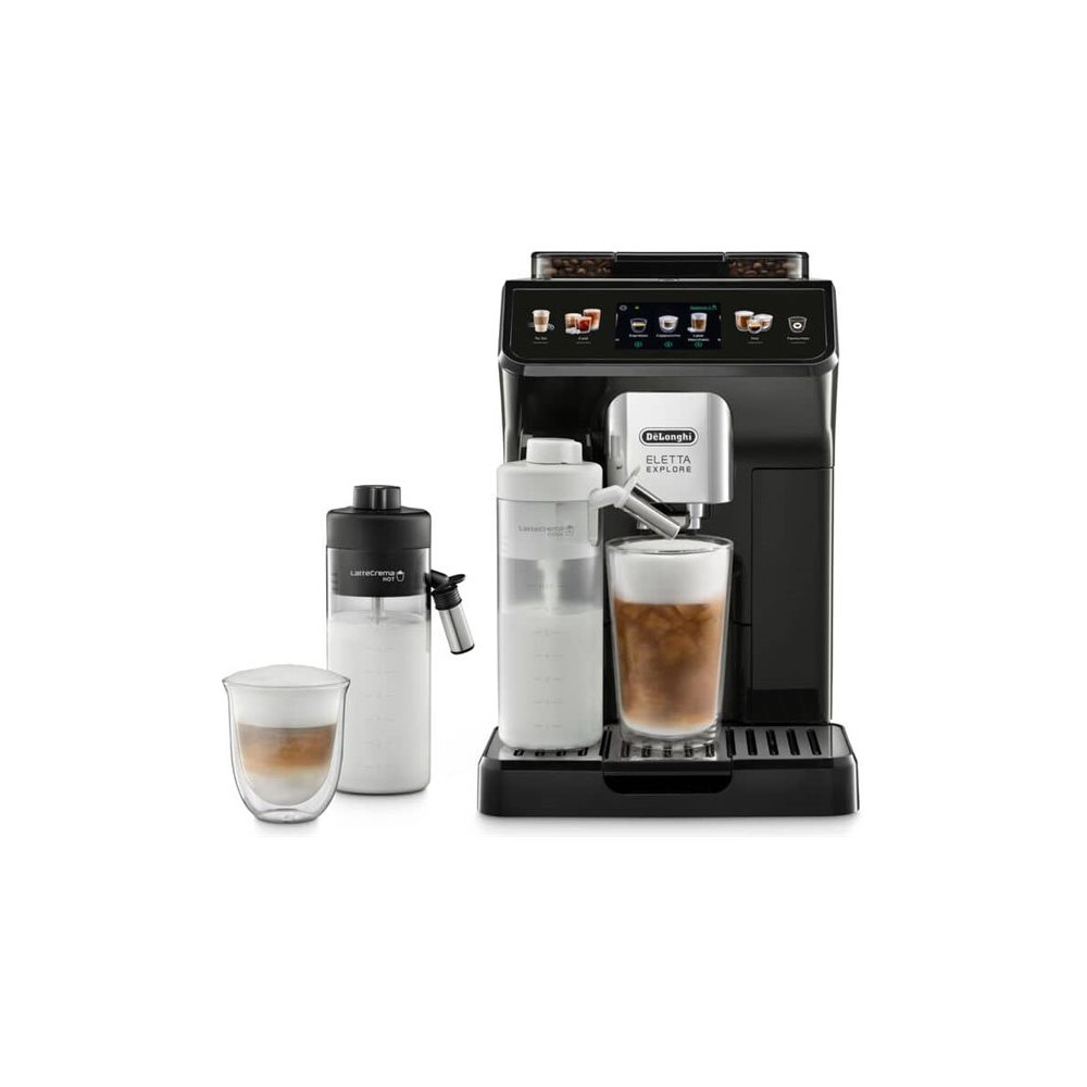 Produktbild för De'Longhi Eletta Explore ECAM450.55.G - automatisk kaffekokare med mjölkskummare - 19 bar - grå