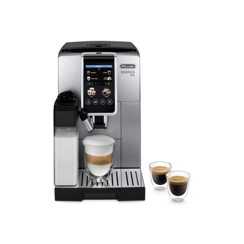 Delonghi De'Longhi Dinamica Plus ECAM380.85.SB - automatisk kaffekokare med mjölkskummare - 15 bar - silver/svart - Kaffebryggare