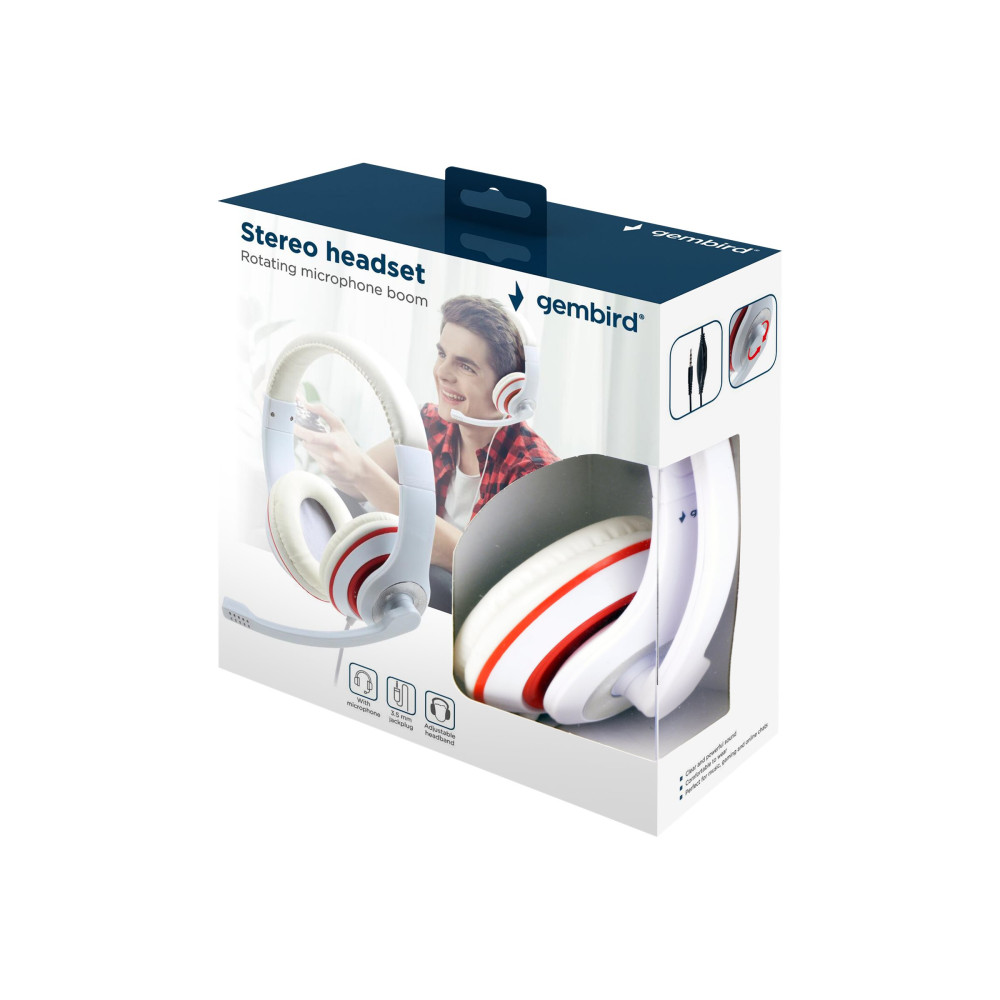 Produktbild för Gembird MHS-03-WTRD - headset - 3,5 mm kontakt