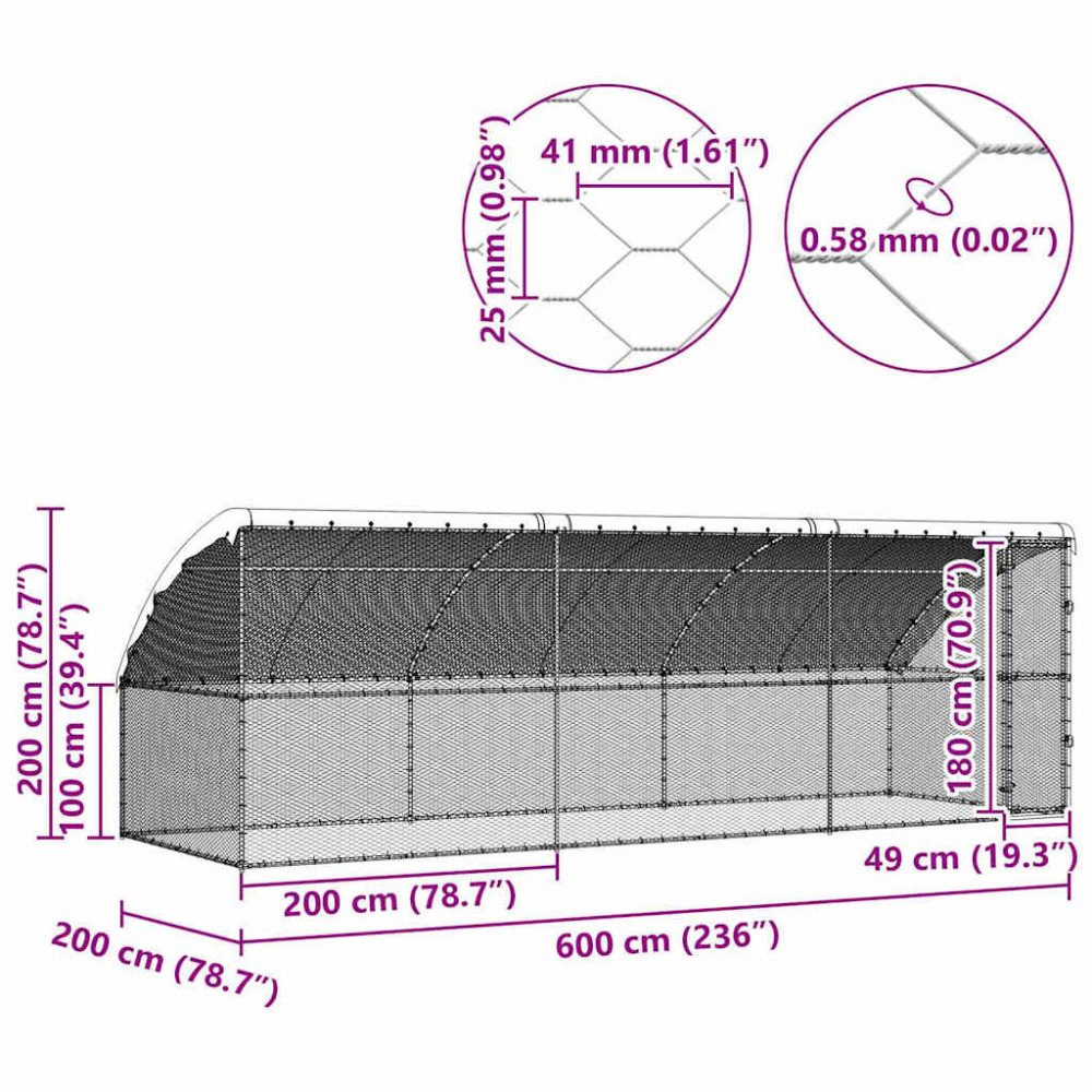 Produktbild för Hönshus 3 pcs Silver 600 x 200 x 200 cm Galvaniserat Stål