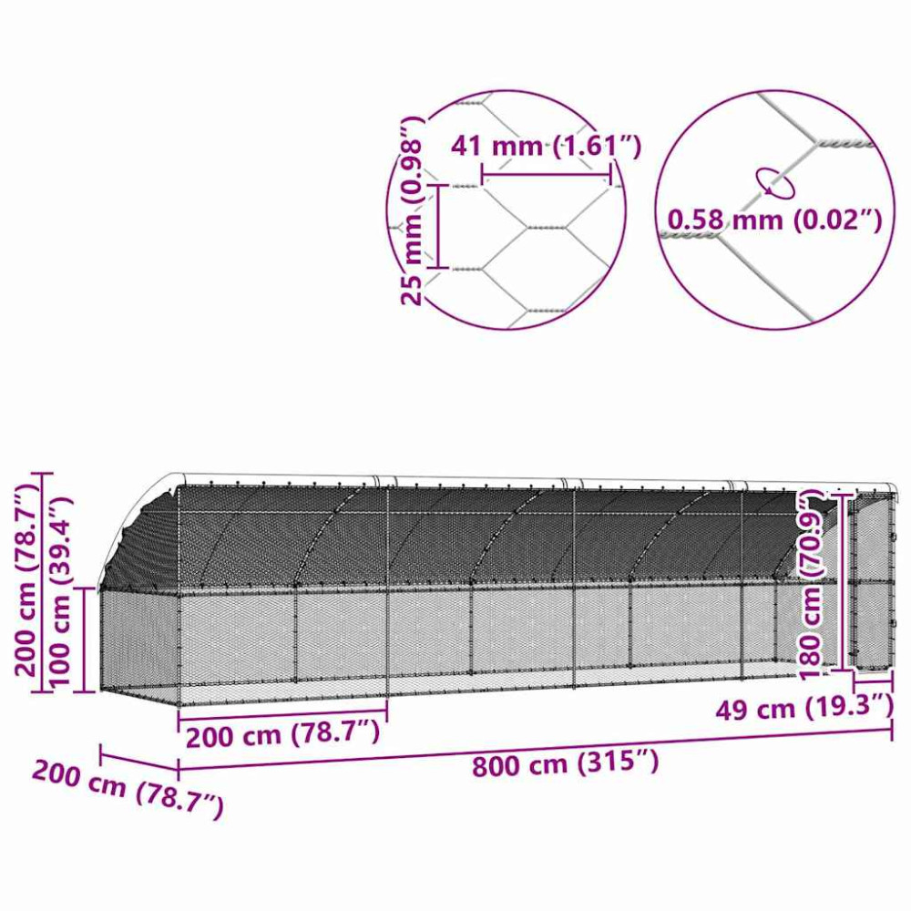 Produktbild för Hönshus 4 pcs Silver 800 x 200 x 200 cm Galvaniserat Stål