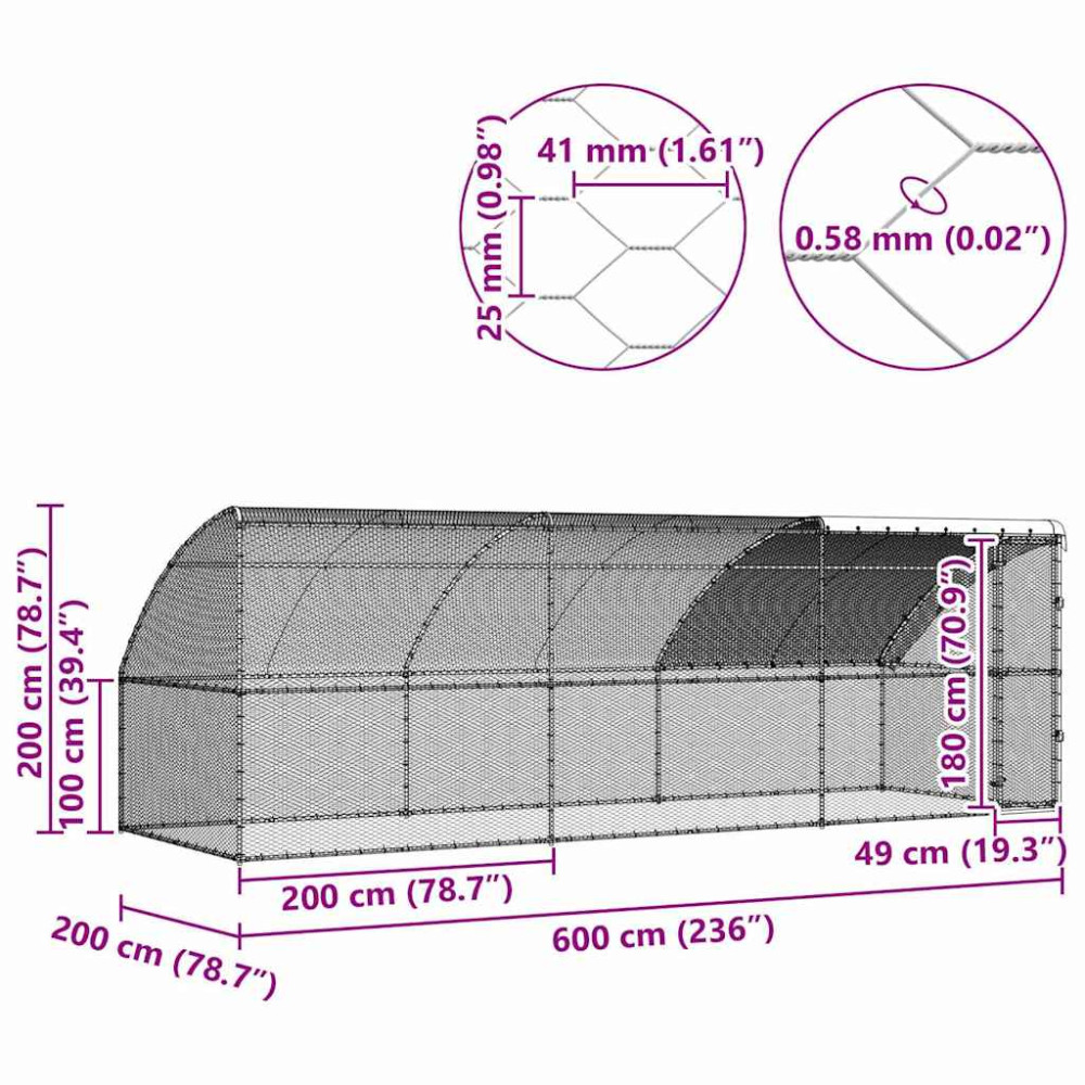 Produktbild för Hönshus 3 pcs Silver 600 x 200 x 200 cm Stål och PE