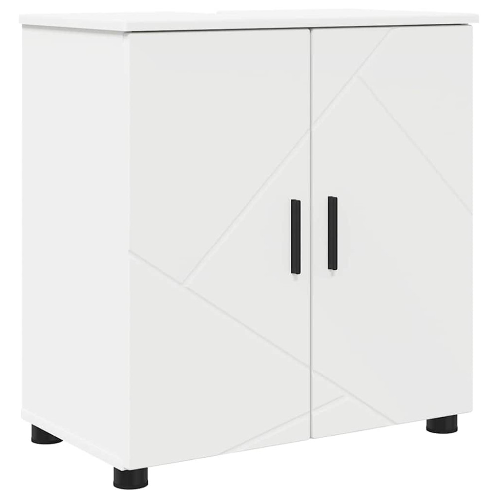 Produktbild för Badrumsmöbelset Väggmonterad 2 pcs Vit Konstruerat trä & Metall