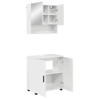 Produktbild för Badrumsmöbelset 2 pcs Högblanka vita Konstruerat trä & Metall