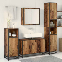 Produktbild för Badrumsmöbelset med hylla 3 pcs Gammalt trä Konstruerat trä