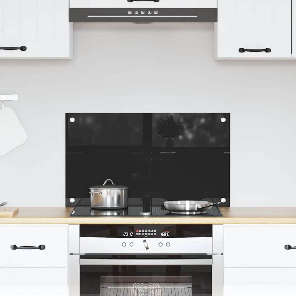 Produktbild för Köksskydd Svart 70 x 40 cm härdat glas