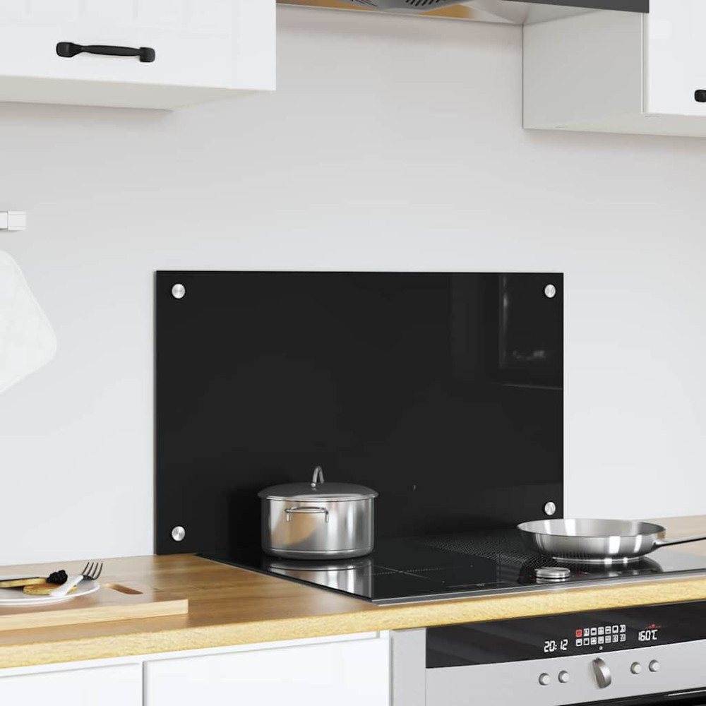 Produktbild för Köksskydd Svart 70 x 40 cm härdat glas
