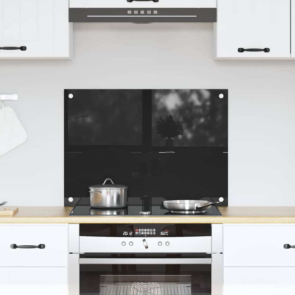 Produktbild för Köksskydd Svart 70 x 50 cm härdat glas