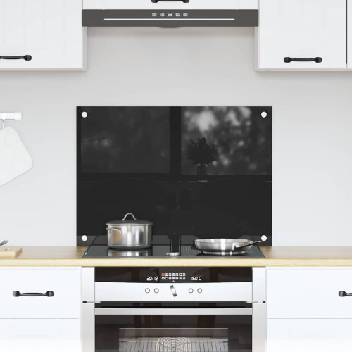 vidaXL Köksskydd Svart 70 x 50 cm härdat glas