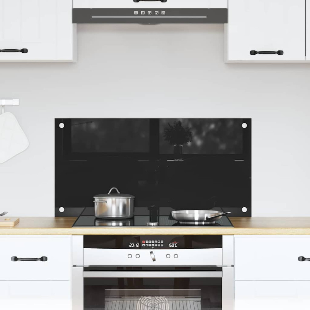 Produktbild för Köksskydd Svart 80 x 40 cm härdat glas