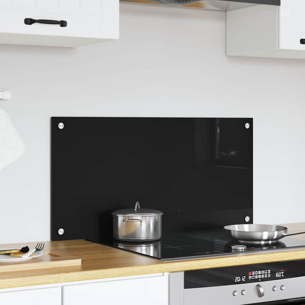 Produktbild för Köksskydd Svart 80 x 40 cm härdat glas