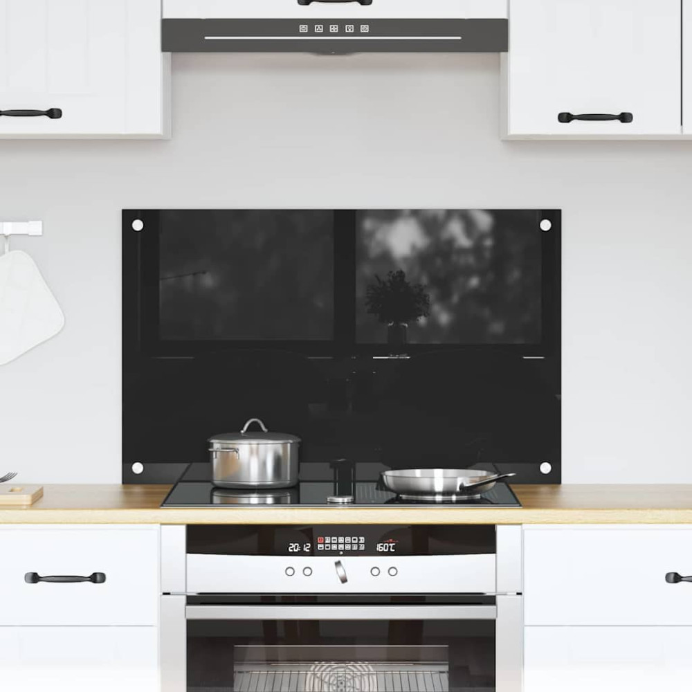 Produktbild för Köksskydd Svart 80 x 50 cm härdat glas