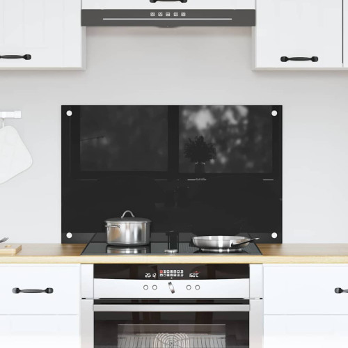 vidaXL Köksskydd Svart 80 x 50 cm härdat glas
