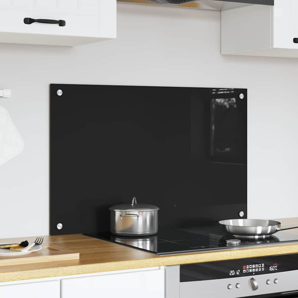 Produktbild för Köksskydd Svart 80 x 50 cm härdat glas