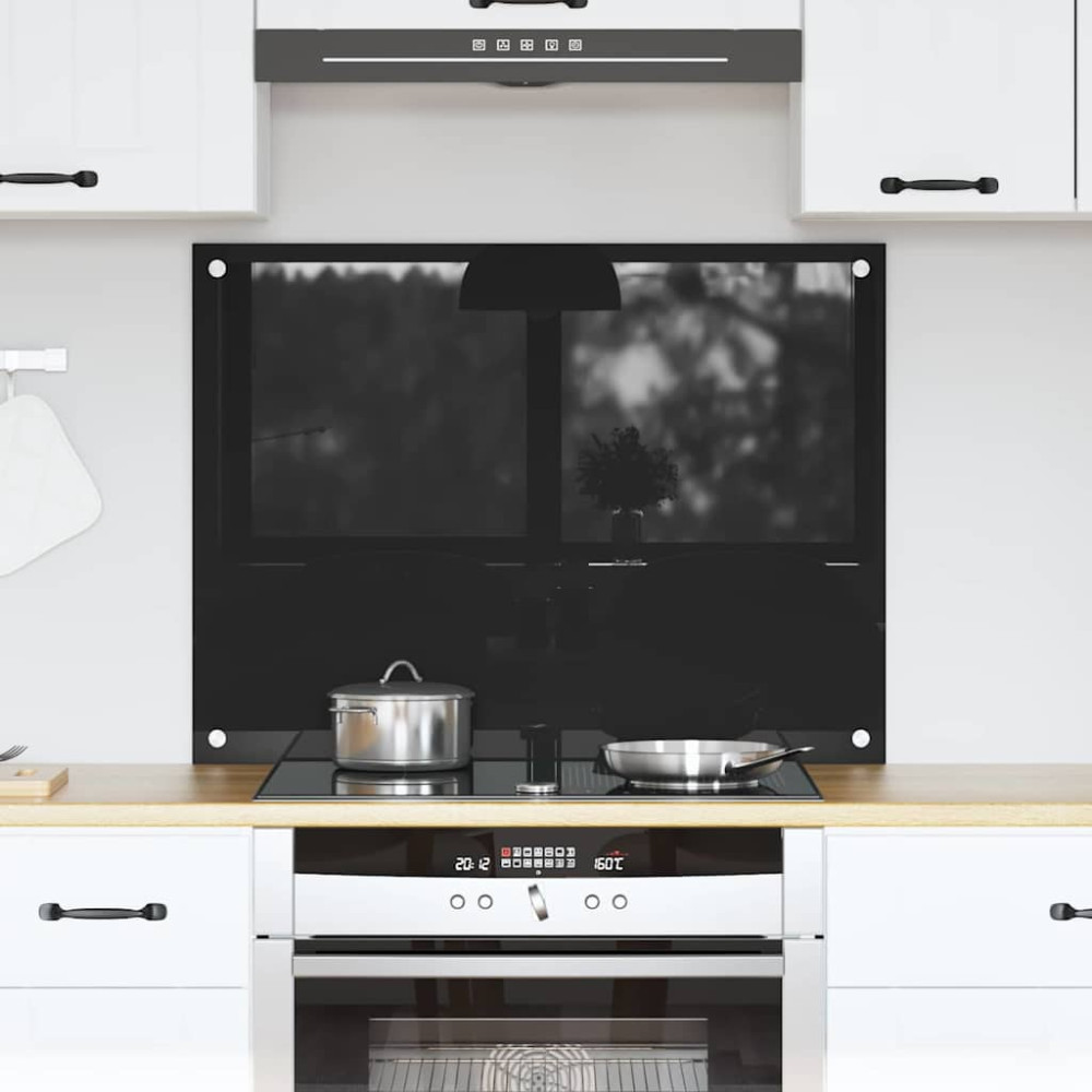 Produktbild för Köksskydd Svart 80 x 60 cm härdat glas