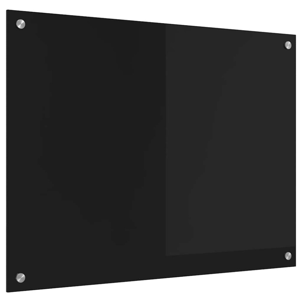 Produktbild för Köksskydd Svart 80 x 60 cm härdat glas
