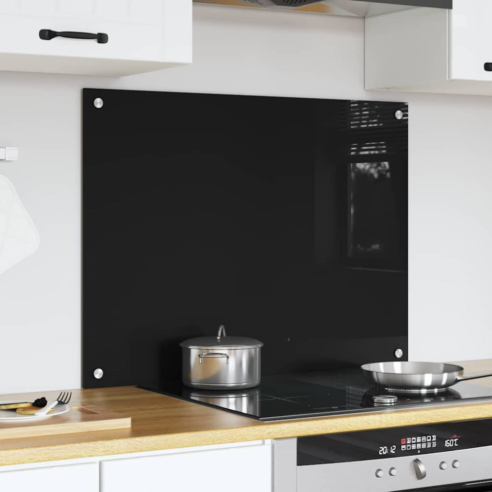 Produktbild för Köksskydd Svart 80 x 60 cm härdat glas