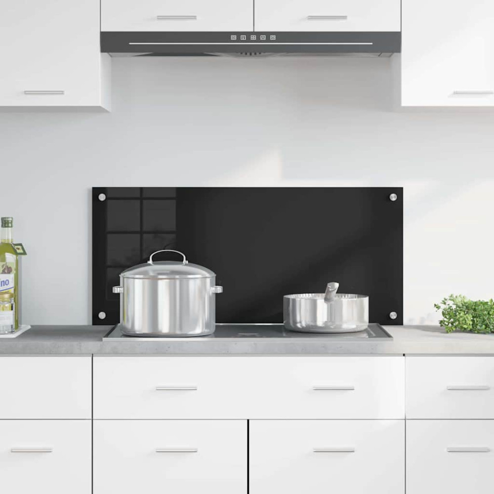 Produktbild för Köksskydd Svart 90 x 40 cm härdat glas