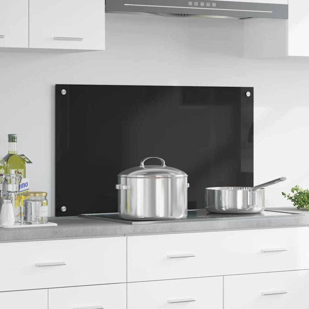 Produktbild för Köksskydd Svart 90 x 50 cm härdat glas
