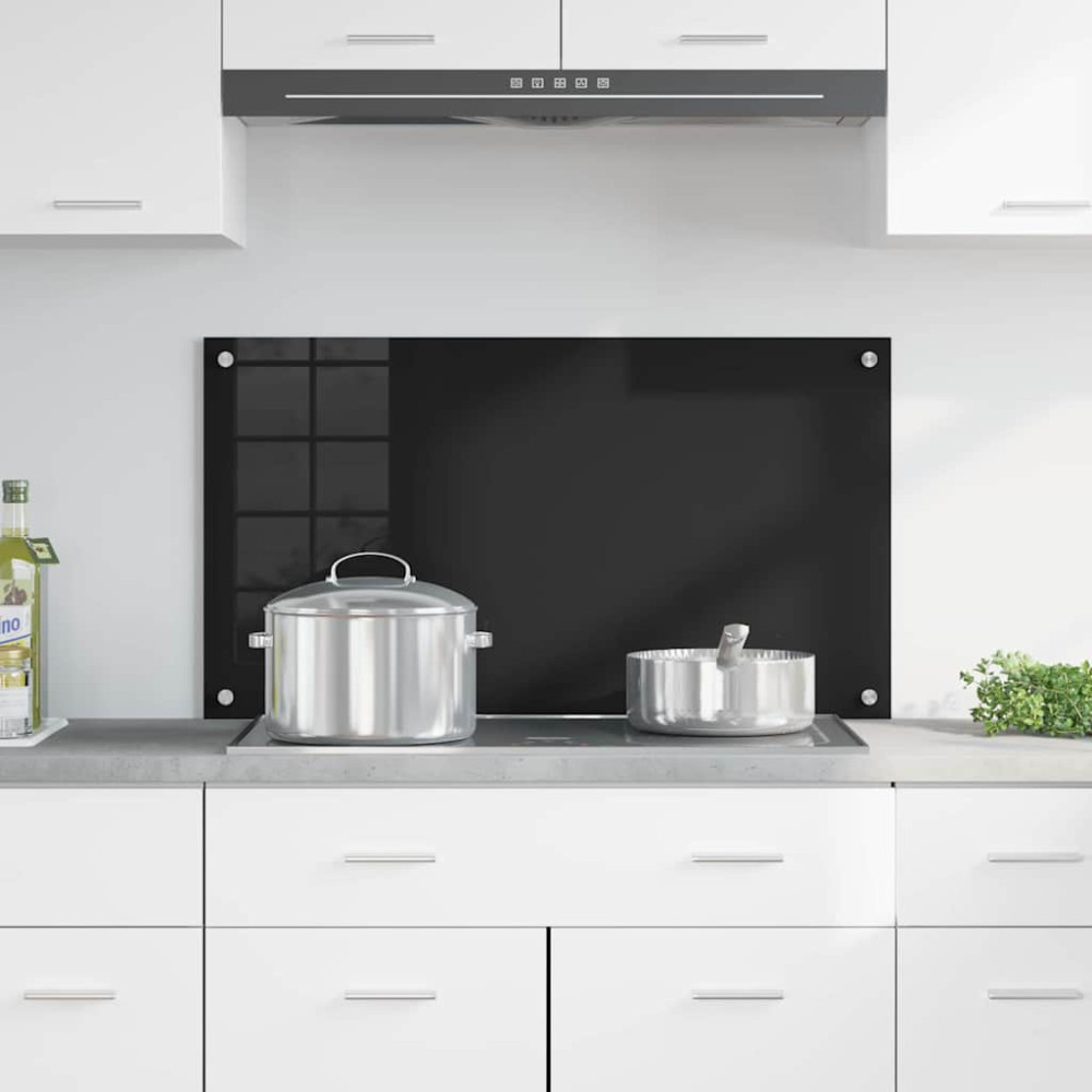 Produktbild för Köksskydd Svart 90 x 50 cm härdat glas