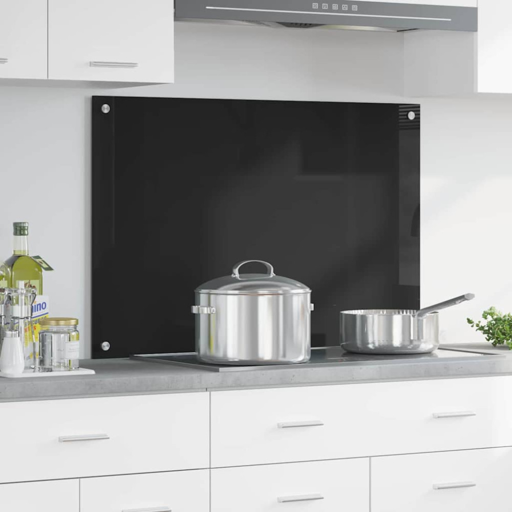 Produktbild för Köksskydd Svart 90 x 60 cm härdat glas