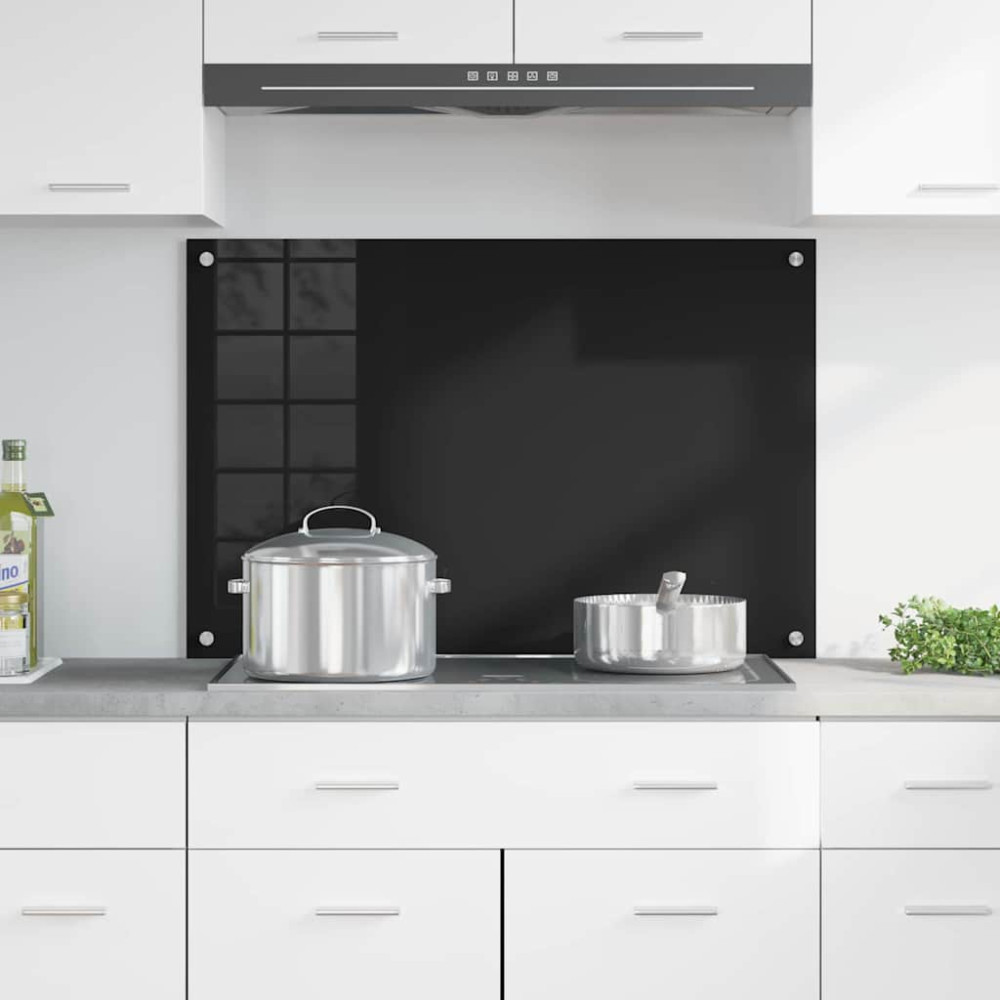 Produktbild för Köksskydd Svart 90 x 60 cm härdat glas