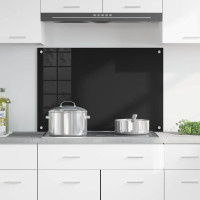 Produktbild för Köksskydd Svart 90 x 60 cm härdat glas