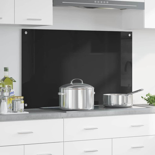vidaXL Köksskydd Svart 100 x 60 cm härdat glas