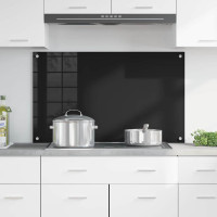 Produktbild för Köksskydd Svart 100 x 60 cm härdat glas