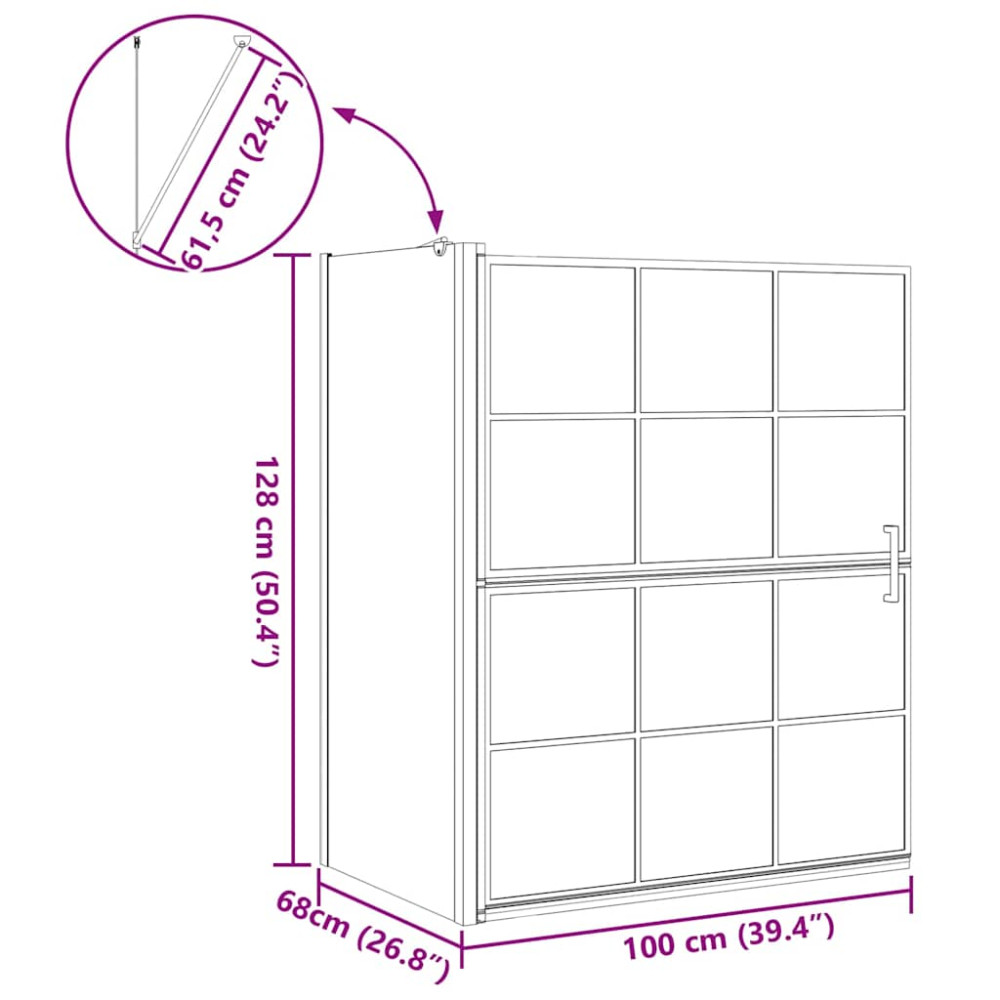 Produktbild för Duschskärm för Bad Svart och Transparent 100 x 68 x 128 cm