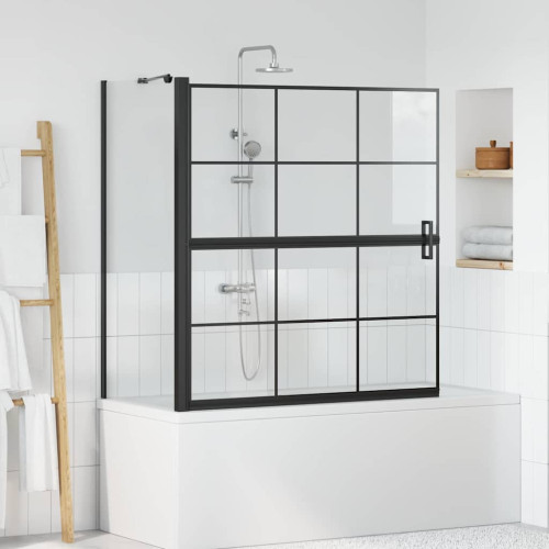 vidaXL Duschskärm för Bad Svart och Transparent 116 x 68 x 128 cm