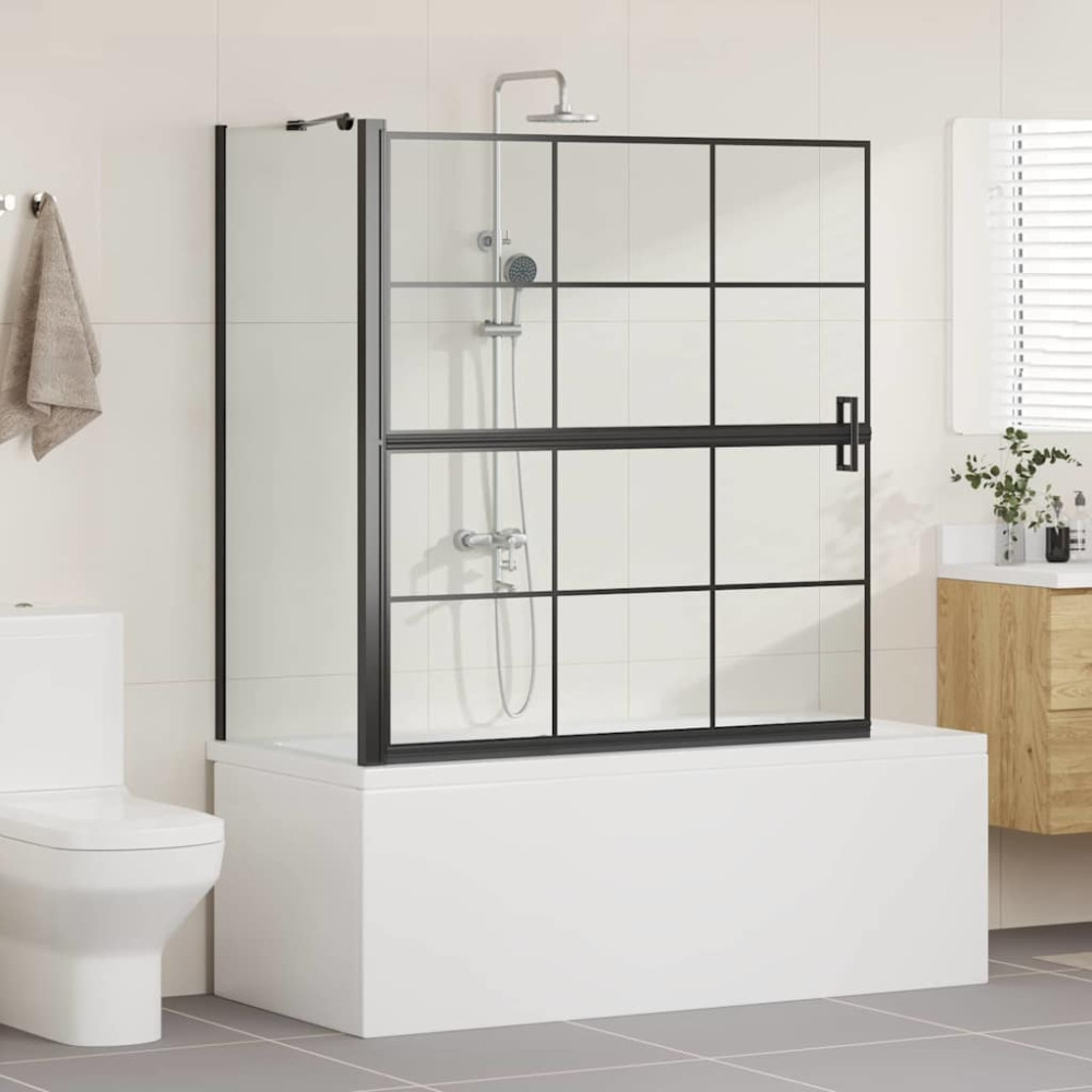 Produktbild för Duschskärm för Bad Svart och Transparent 116 x 68 x 128 cm