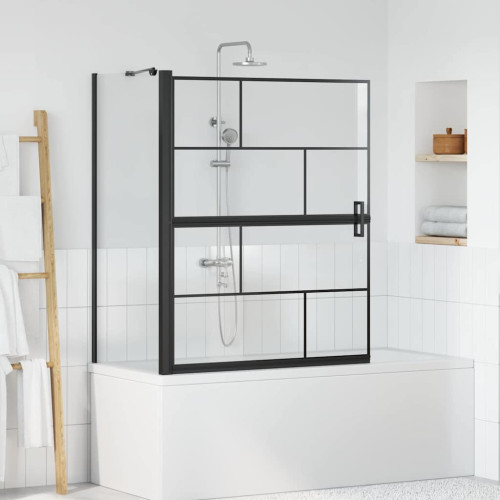vidaXL Duschskärm för Bad Svart och Transparent 100 x 68 x 128 cm