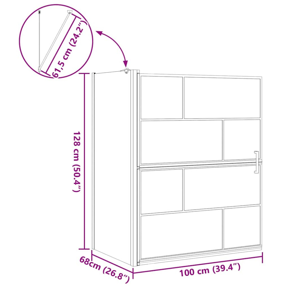 Produktbild för Duschskärm för Bad Svart och Transparent 100 x 68 x 128 cm