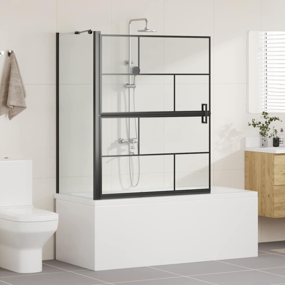 Produktbild för Duschskärm för Bad Svart och Transparent 100 x 68 x 128 cm