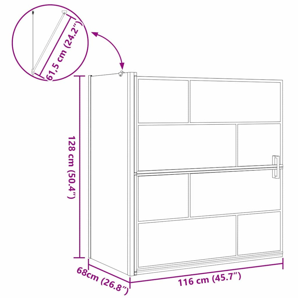 Produktbild för Duschskärm för Bad Svart och Transparent 116 x 68 x 128 cm