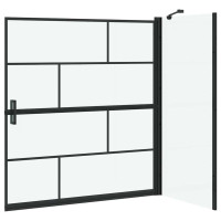 Produktbild för Duschskärm för Bad Svart och Transparent 116 x 68 x 128 cm