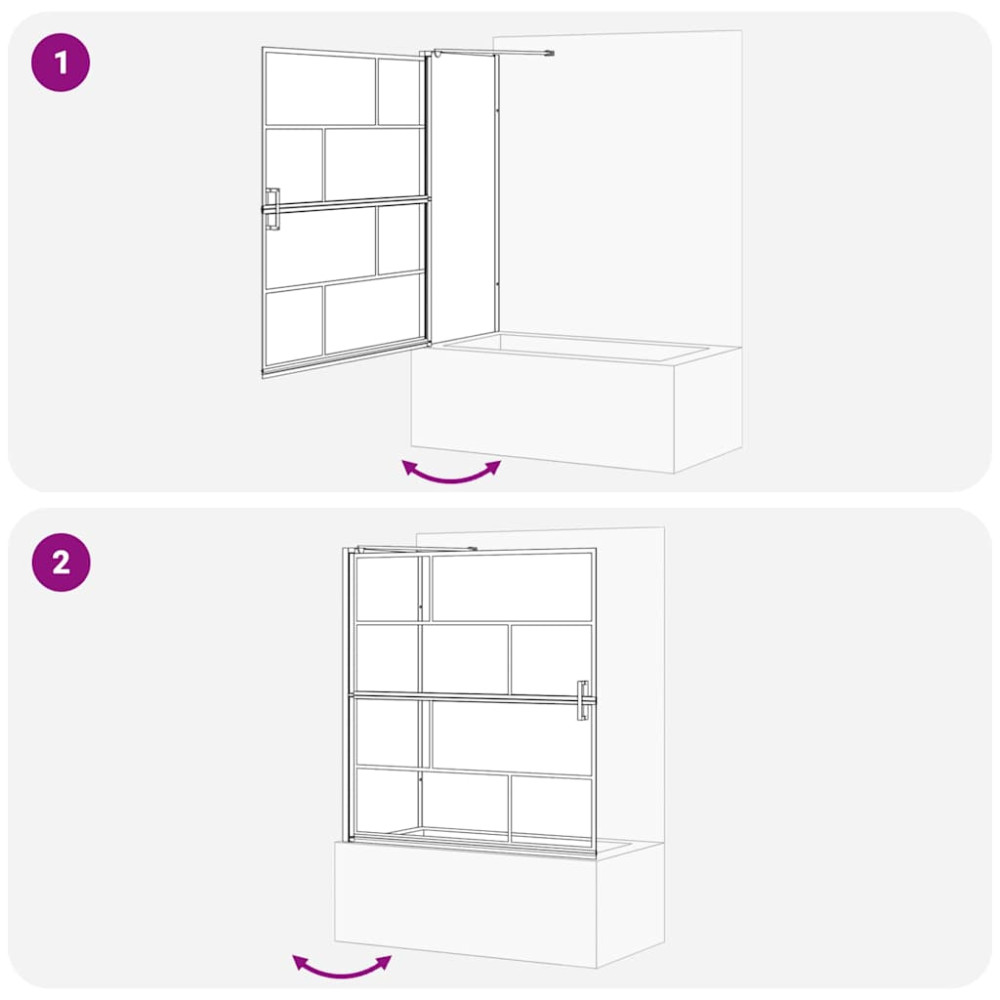 Produktbild för Duschskärm för Bad Svart och Transparent 116 x 68 x 128 cm