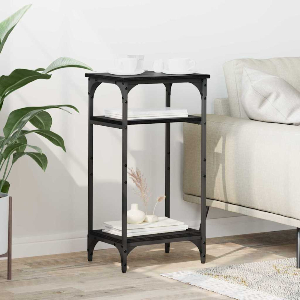 Produktbild för Sidobord med hylla Svart Ek 40 x 30 x 75 cm Konstruerat trä