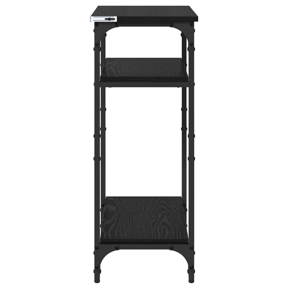 Produktbild för Sidobord med hylla Svart Ek 40 x 30 x 75 cm Konstruerat trä