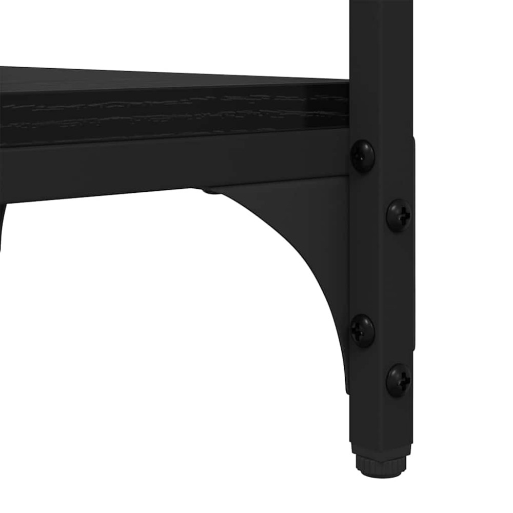 Produktbild för Sidobord med hylla Svart Ek 40 x 30 x 75 cm Konstruerat trä