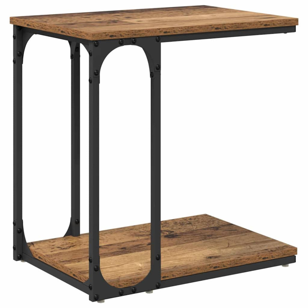 Produktbild för Sidobord med hylla Gammalt trä 50 x 35 x 52 cm Konstruerat trä