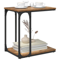Produktbild för Sidobord med hylla Gammalt trä 50 x 35 x 52 cm Konstruerat trä