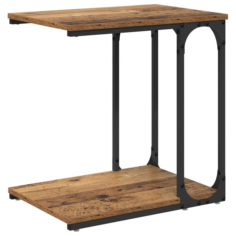 Produktbild för Sidobord med hylla Gammalt trä 50 x 35 x 52 cm Konstruerat trä